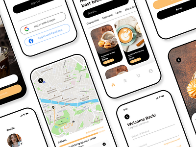 Coffee Shop App Project ☕️ - app branding capuccino coffee concept design mobile prototype ui ux