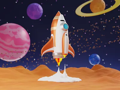 Space Rocket Exploration 3D Illustration 3d 3d animation 3d art 3d illustration 3d model 3ddesign 3dillustration animation business illustration landing page rocket space ui design web design