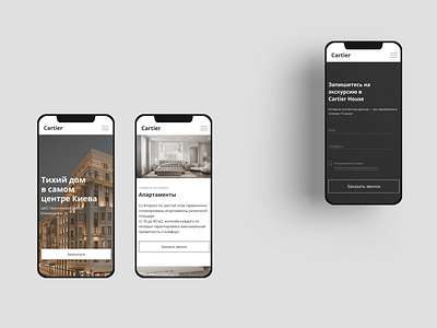 Landing page for Cartier adaptive version first screen hero page design mobile design ui ui design