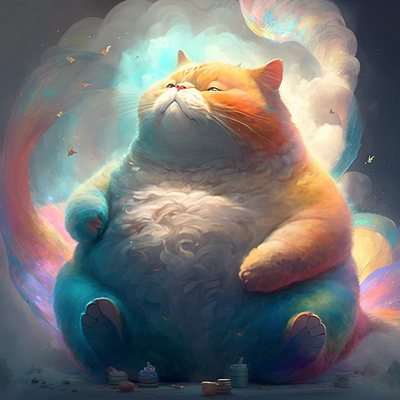 dreamy fat cat illustration