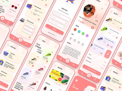 Modern Concept E-Commerce | App UI app ui beautiful clean concept concept design cute design e commerce figma freelance hire minimalistic mockup modern online shopping pink shopping shopping app ui ui design