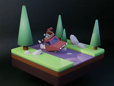 3D Car 3d blender car driving woods