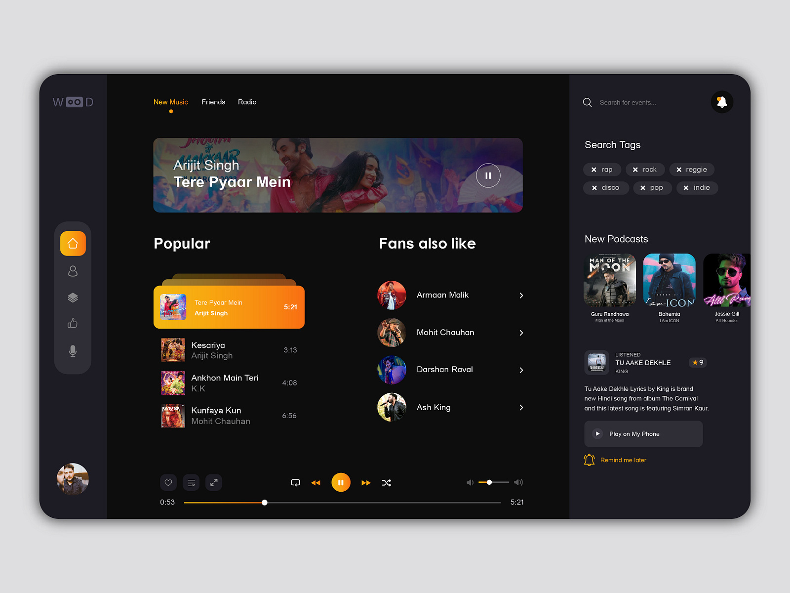 Music UI Dashboard by Ritik Kumar on Dribbble