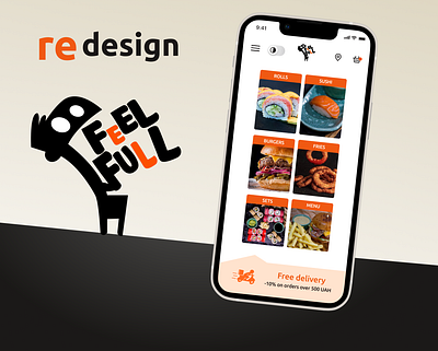 Food delivery FeelFull redesign branding food mobile redesign ui ux