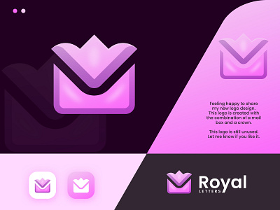 Royal Letters - Modern logo 3d logo branding crown crown logo design graphic design logo logo design mail logo modern logo sms logo vector