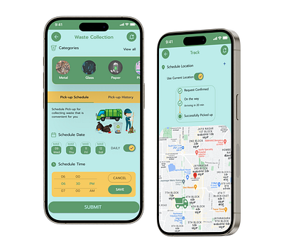 Waste collection Schedule UI | Waste Management app ui design ux design uxui designer