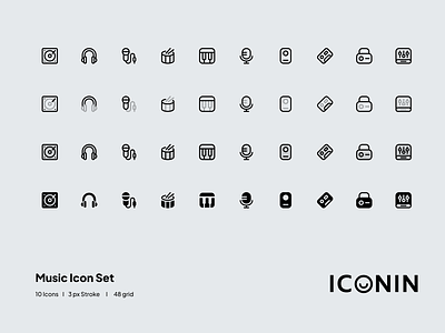 Iconin : Music Icon Set app icon logo app icons flat icons icon icon illustration icon pack iconin iconography icons icons set iconset illustration interface icon line icons stroke icons ui icons vector icons web icons