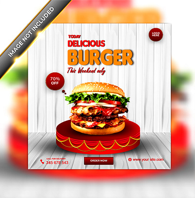 Luxury food menu delicious burger social media template set restaurant