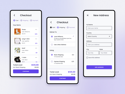 Mobile Checkout Flow for Clothing Store app checkout checkout flow dailyui mobile mobile website order ui