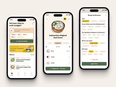 Culinar.ai - AI Food Recipe Generator ai app app design artificial intelligence clean food food app generator mobile app mobile app design mobile ui recipe recipe app ui uidesign uidesigner uiux uiux mobile uiuxdesign userinterface