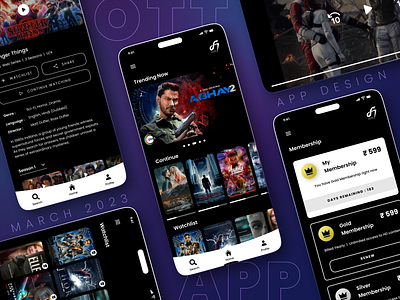 OTT Streaming | App UI app design app ui black clean concept design dark design figma freelance hire mockup modern movies netflix netflix app ott app streaming app ui ui design web series