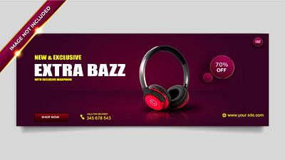 Luxury headphone brand product sale facebook cover template corporate