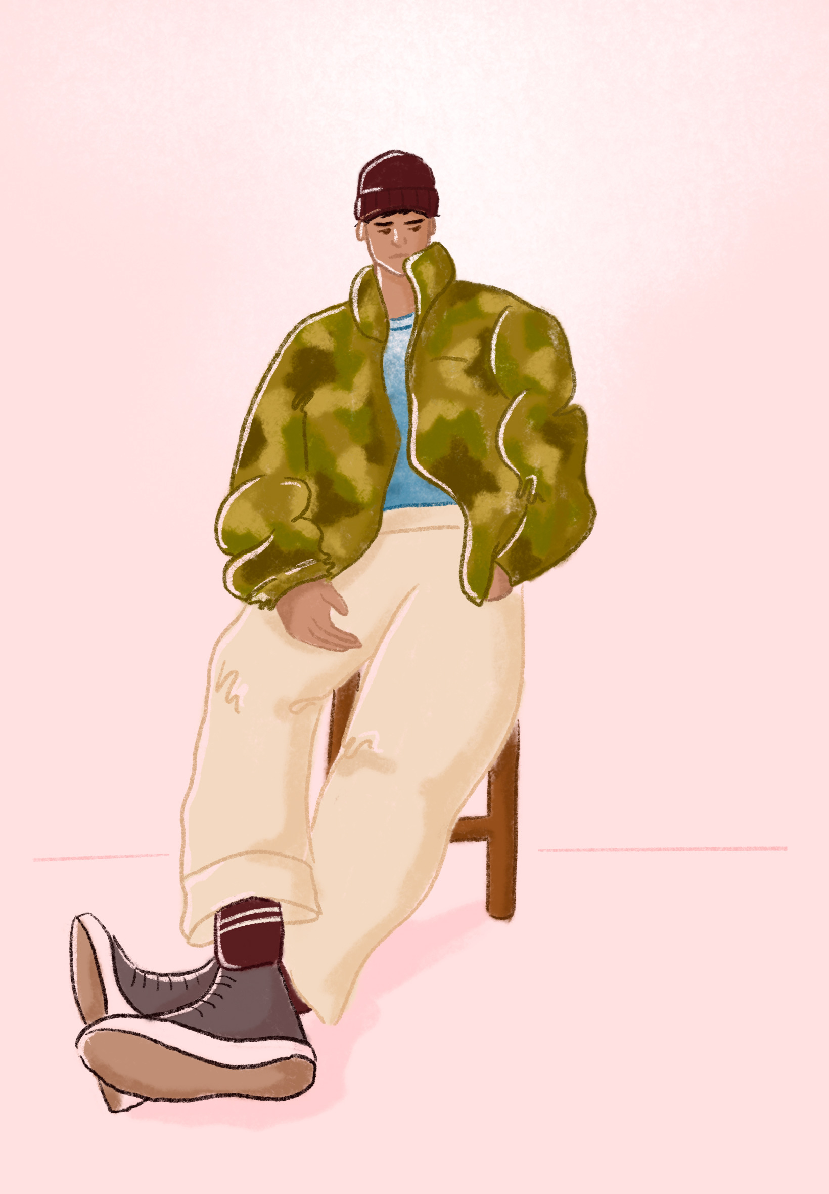 Camo camo character drawing fashion illustration man procreate sketch