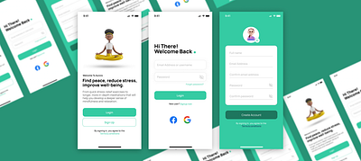 Mental Health & Guided Meditation App Design: iOS app design typography ui ux