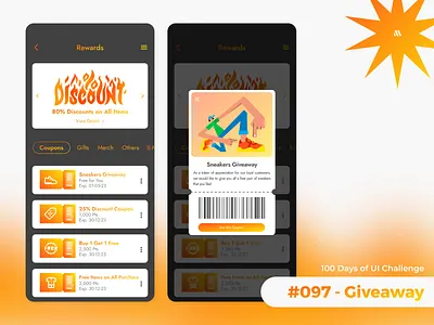 100 Days of UI - Day #097 (Giveaway) adobe xd app app design branding dailyui dailyui 097 dailyui 97 dailyui day 097 day 097 design figma giveaway giveaway ui graphic design illustration logo rewards page ui sneakers app ui vector