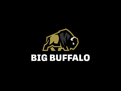 Big Buffalo aggressive animal logo bison buffalo bull charging bison crossfit fitness gold gym logo design sports supplement workout zoo