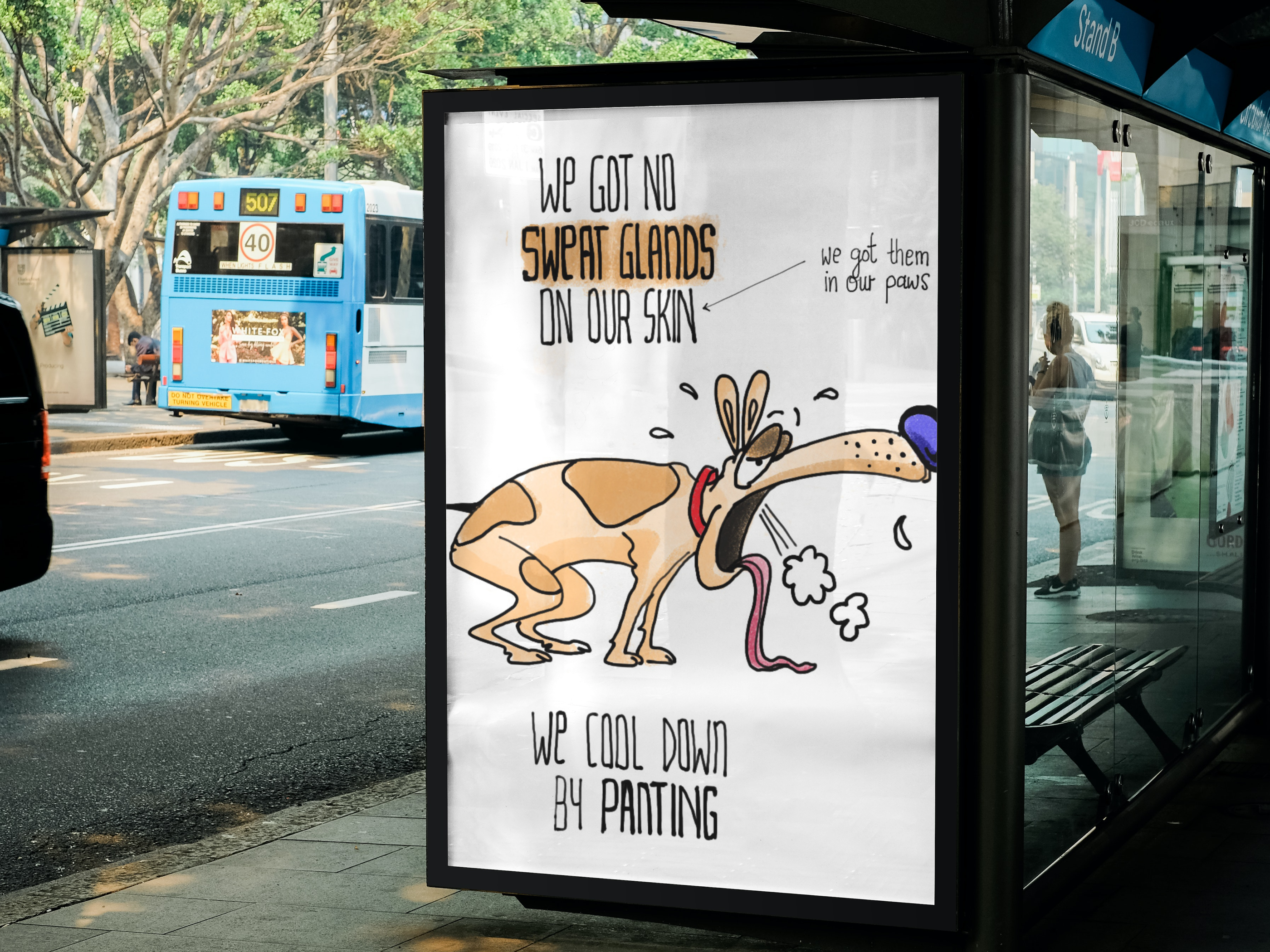 Sweaty Paws cartoon doodle handdrawn marketing