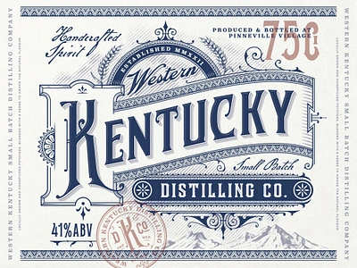 Western Kentucky Distilling Co. badge logo distillery distilling company label design lettering logo design monogram packaging design packaging label typeface typography victorian victorian design vintage design vintage label vintage logo vintage type vintage typography vodka western