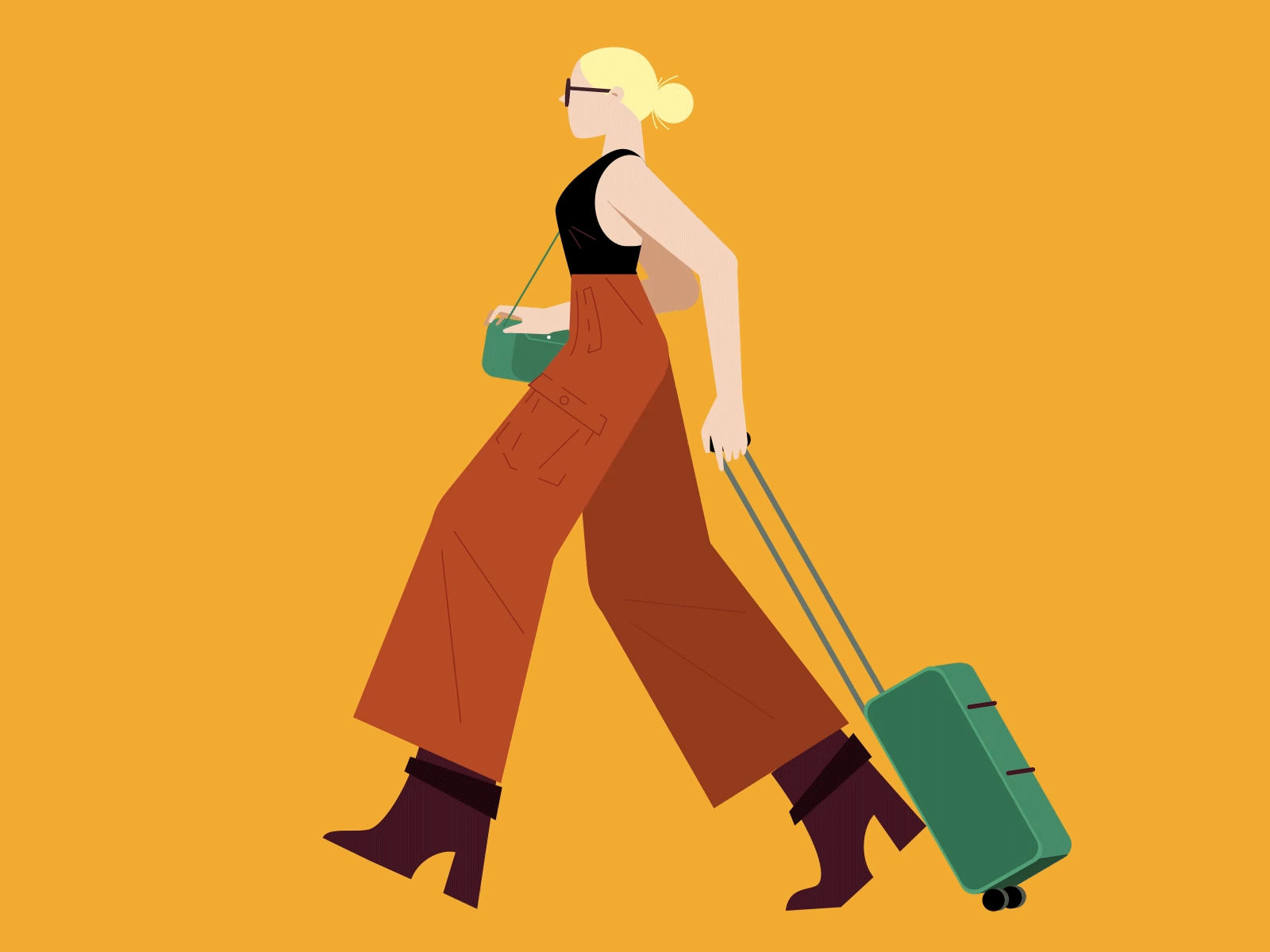 Girl with suitcase after after effects animation design duik bassel gif girl illustration logo motion suitcase travel walk