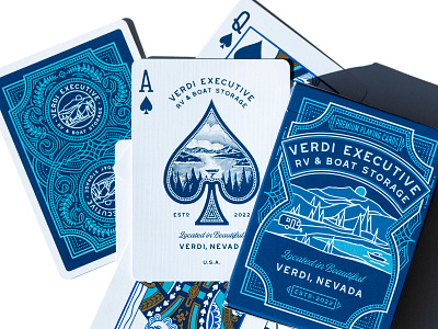 Verdi branding filigree illustration logo ornate packaging playing cards typography