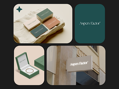 Elegant logo and brand for jewellery brand Aspen Factor app brand design branding colourpallete design graphic design icon iconmark illustration logo packaging signage ui ux vector web