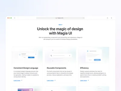 🪄 Magia UI - Landing Page Section body card cards design system gradient grid headline illustration link ui ux website