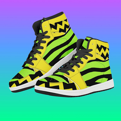 Alonzo III - High Tops graphic design loud modern neon vector vibrant zebra