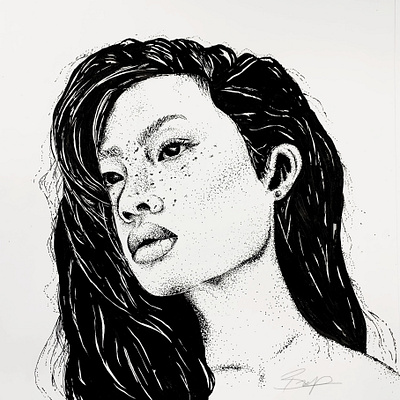 Portrait Study illustration ink drawing portrait