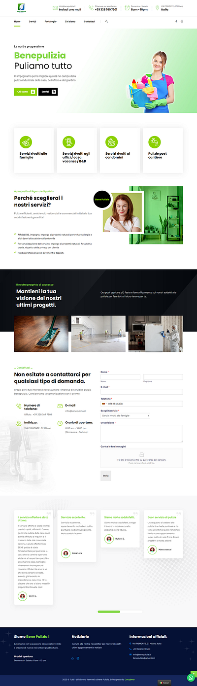 Wordpress Webdesign for Bane Pulizia (Italian cleaning company) branding elementor graphic design ui ux wordpress