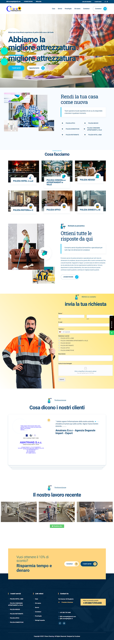 Wordpress website for a Italian cleaning service branding design el elementor graphic design ui wordpress