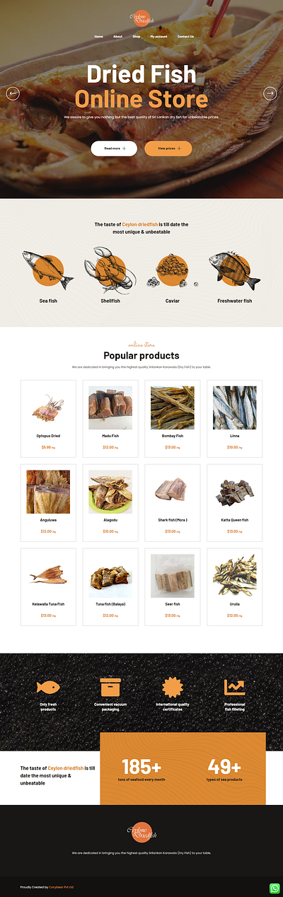 a Woocommerce website. for a Dried Fish Business performing in U elementor woocommerce wordpress