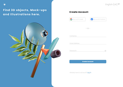 Sign up Page 3d animation branding design figma illustration logo motion graphics ui vector