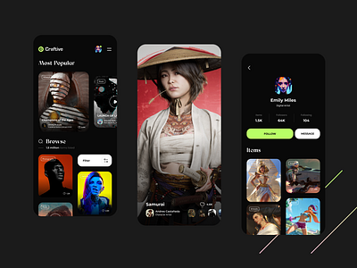 Craftive App app artists clean craftive design digital artists mobile samurai social media ui