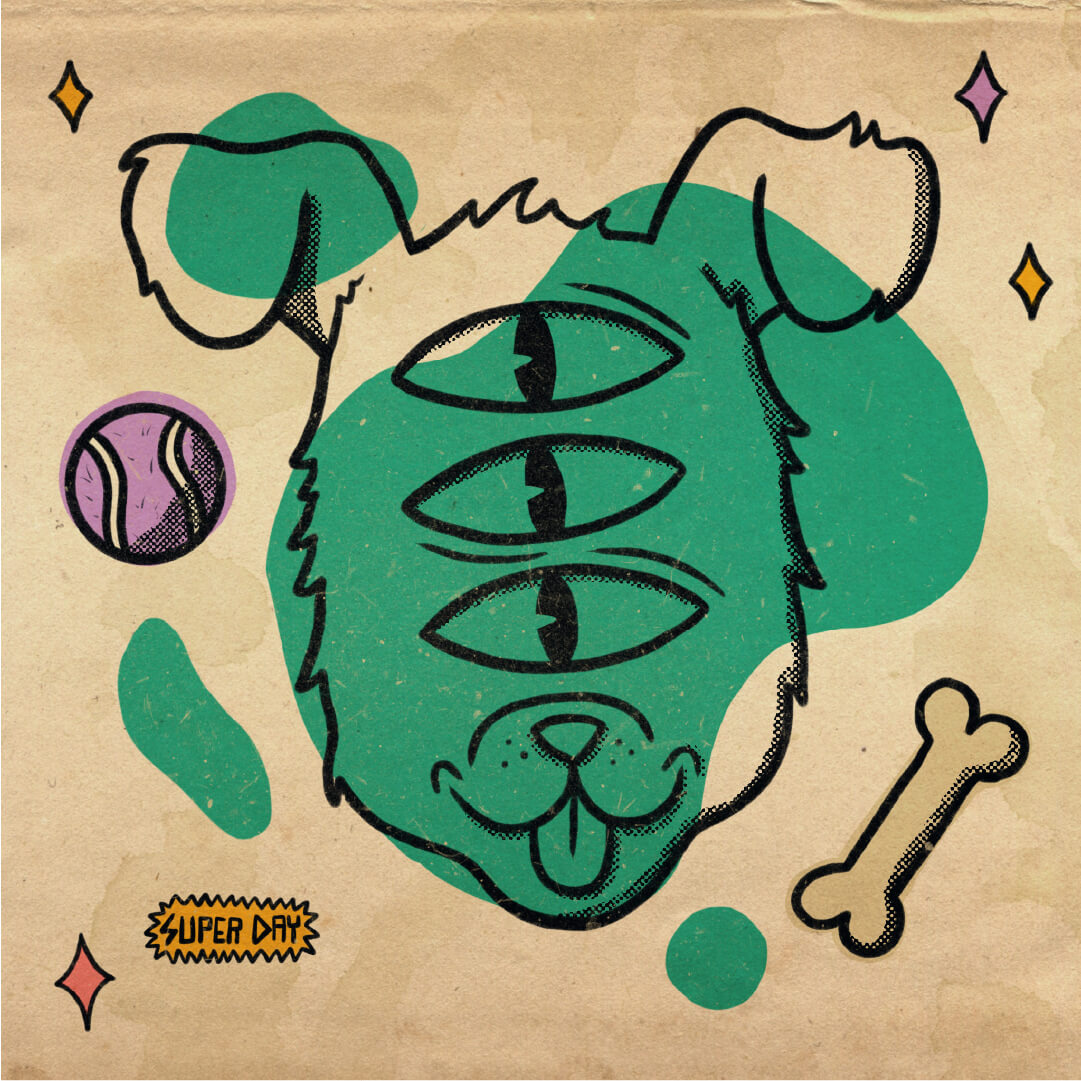 Deep Space Dog art art style artwork colorful digital digital art digital artwork digital drawing digital illustration distressed dog drawing for hire illustration ipad paper pet procreate sketch textured