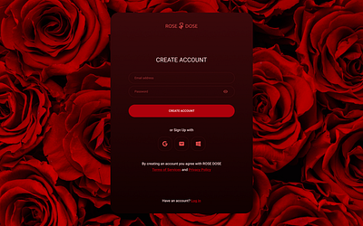 Create account ROSE DOSE shop