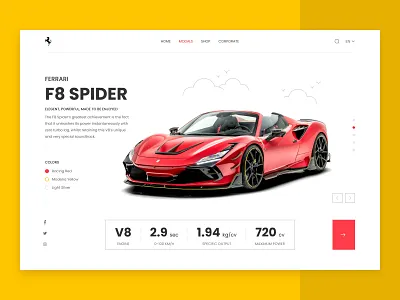 Ferrari Landing Page Concept auto mobile car landing page f8 spider ferrari ferrari concept ferrari website landing page sports car uiux web design website design