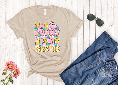 The bunny is my bestie, Easter Sublimation clipart design easter easter bunny sublimation easter clipart easter design easter sublimation easter t shirt design graphic design graphic tees merch design png sublimation sublimation design sublimation file sublimation png t shirt designer tshirt design typography typography tshirt design