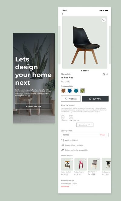 Furniture app design design figma furnitureapp design homedecor app ios app design mobile app product details ui ui design uiinspiration ux website