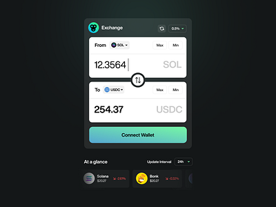 Crypto Exchange Widget — Interaction crypto exchange interaction ui