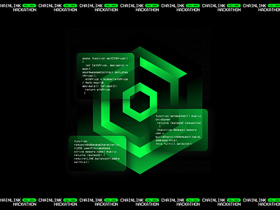 Chainlink Fall 2022 Hackathon Branding 90s blockchain chainlink dark dark mode geometry green hack hackathon hacker hacker house hexagon impossible shape matrix noise tech technology terminal terminal green texture