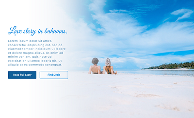 Hero section Love story in Bahamas soft crop design typography ui ux web design web development