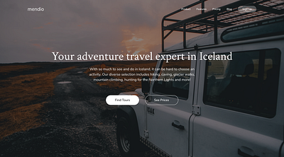 Hero Section Mendio travel design typography ui ux web design web development