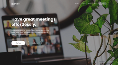 hero section mendio meetings design typography ui ux web design web development