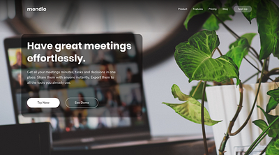 hero section mendio meetings design typography ui ux web design web development