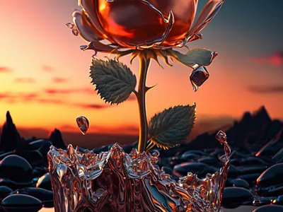 Rose water ai images graphic design illustration images rose sunset water