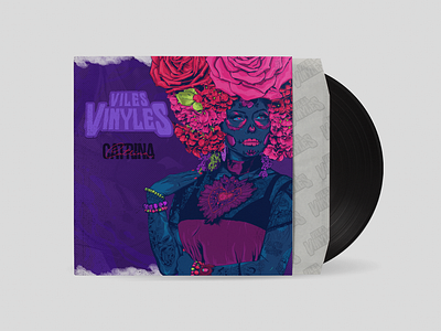 Catrina Viles Vinyles branding catrina character design dia de muertos diseño graphic design halloween illustration ilustración logo mexican mexico music photoshop rock spotify