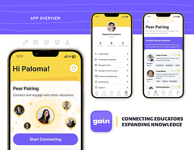 GAIN | Edtech App | Overview & Design app branding edtech education technology educators logo mobile pairing profile design service ux
