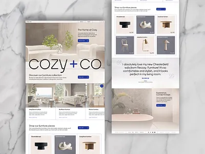 Day 66 - Cozy + Co Homepage e commerce furniture furniture website interior design landing page web design