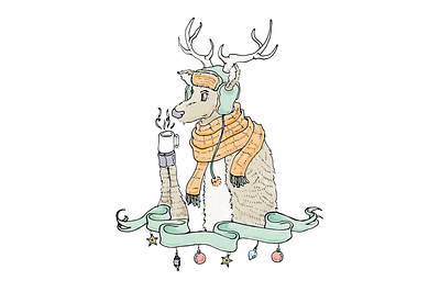 Reindeer Games blitzen bundle up christmas christmas card hot chocolate ornaments reindeer rudolf