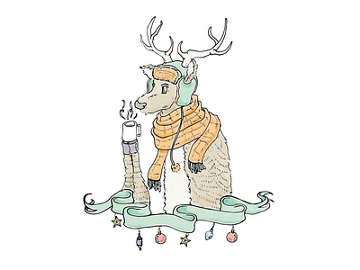 Reindeer Games blitzen bundle up christmas christmas card hot chocolate ornaments reindeer rudolf